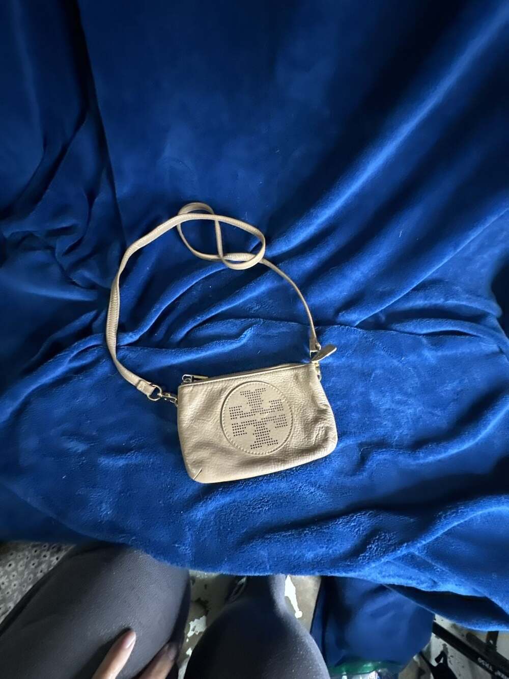 Tory Burch Perforated Logo Mini Leather Crossbody Bag